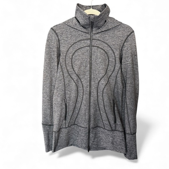 lululemon athletica Jackets & Blazers - Lululemon Heather Gray & Black Stride Jacket – Size 8 Like New